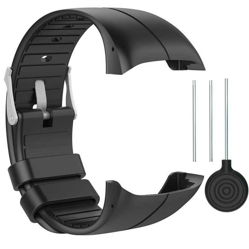 QGHXO Band for Polar M400/M430, Soft Adjustable Silicone Replacement Wrist Watch Band for Polar M400/M430 Watch (Black) - Image 1